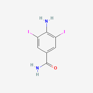 molecular formula C7H6I2N2O B8019238 4-Amino-3,5-diiodobenzamide 