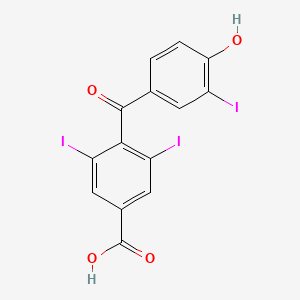 molecular formula C14H7I3O4 B8019242 4-(4-Hydroxy-3-iodobenzoyl)-3,5-diiodobenzoic acid 