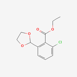 molecular formula C12H13ClO4 B8019302 Ethyl 2-chloro-6-(1,3-dioxolan-2-yl)benzoate 