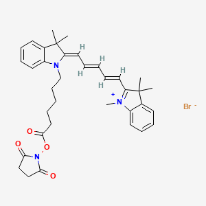 molecular formula C36H42BrN3O4 B8019305 (2,5-dioxopyrrolidin-1-yl) 6-[(2Z)-3,3-dimethyl-2-[(2E,4E)-5-(1,3,3-trimethylindol-1-ium-2-yl)penta-2,4-dienylidene]indol-1-yl]hexanoate;bromide 