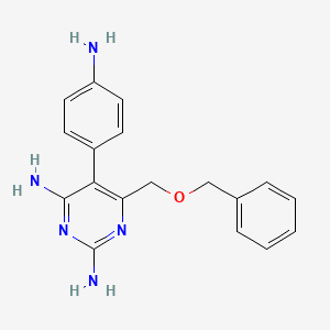 molecular formula C18H19N5O B8019328 4-{2,4-Diamino-6-[(benzyloxy)methyl]pyrimidin-5-yl}aniline 