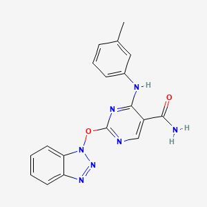 molecular formula C18H15N7O2 B8019368 2-(Benzotriazol-1-yloxy)-4-[(3-methylphenyl)amino]pyrimidine-5-carboxamide 