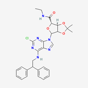 molecular formula C29H31ClN6O4 B8019388 (6S,6aS)-4-[2-chloro-6-(2,2-diphenylethylamino)purin-9-yl]-N-ethyl-2,2-dimethyl-3a,4,6,6a-tetrahydrofuro[3,4-d][1,3]dioxole-6-carboxamide 