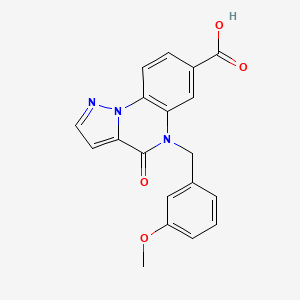 molecular formula C19H15N3O4 B8019439 5-(3-Methoxybenzyl)-4-oxo-4,5-dihydropyrazolo[1,5-a]quinoxaline-7-carboxylic acid 