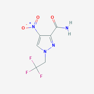 molecular formula C6H5F3N4O3 B8019460 4-Nitro-1-(2,2,2-trifluoroethyl)-1H-pyrazole-3-carboxamide 