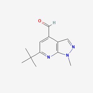 molecular formula C12H15N3O B8019516 6-tert-Butyl-1-methyl-1H-pyrazolo[3,4-b]pyridine-4-carbaldehyde 