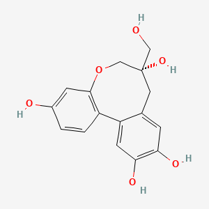 molecular formula C16H16O6 B8019614 (10S)-10-(hydroxymethyl)-8-oxatricyclo[10.4.0.02,7]hexadeca-1(16),2(7),3,5,12,14-hexaene-5,10,14,15-tetrol 