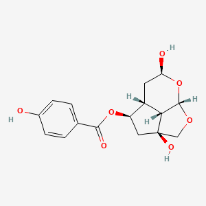 molecular formula C16H18O7 B8019631 [(1S,4S,6R,7R,9S,11S)-4,9-dihydroxy-2,10-dioxatricyclo[5.3.1.04,11]undecan-6-yl] 4-hydroxybenzoate 