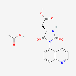 molecular formula C16H15N3O6 B8019666 acetic acid;2-[(4S)-2,5-dioxo-1-quinolin-5-ylimidazolidin-4-yl]acetic acid 