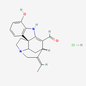 molecular formula C19H21ClN2O2 B8019671 (1R,11S,12Z)-12-ethylidene-6-hydroxy-8,14-diazapentacyclo[9.5.2.01,9.02,7.014,17]octadeca-2(7),3,5,9-tetraene-10-carbaldehyde;hydrochloride 