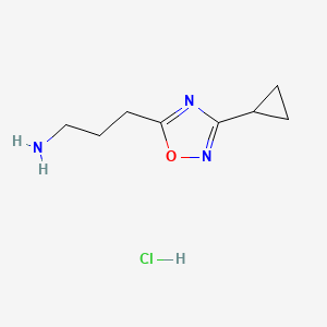 molecular formula C8H14ClN3O B8019739 3-(3-Cyclopropyl-1,2,4-oxadiazol-5-YL)propan-1-amine hydrochloride 