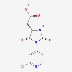 molecular formula C10H8ClN3O4 B8019771 (S)-2-(1-(2-chloropyridin-4-yl)-2,5-dioxoimidazolidin-4-yl)acetic acid 