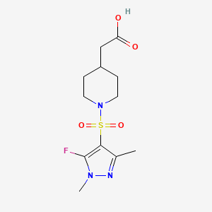 molecular formula C12H18FN3O4S B8019807 {1-[(5-fluoro-1,3-dimethyl-1H-pyrazol-4-yl)sulfonyl]piperidin-4-yl}acetic acid CAS No. 1855890-08-2