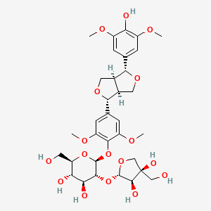 molecular formula C33H44O17 B8019825 (-)-Syringaresnol-4-O-|A-D-apiofuranosyl-(1 inverted exclamation marku2)-|A-D-glucopyranoside 