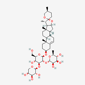molecular formula C44H70O16 B8019850 (2S,3R,4R,5R,6S)-2-[(2R,3R,4S,5R,6R)-5-hydroxy-6-(hydroxymethyl)-2-[(1S,2S,4S,5'S,6R,7S,8R,9S,12S,13R,16S)-5',7,9,13-tetramethylspiro[5-oxapentacyclo[10.8.0.02,9.04,8.013,18]icos-18-ene-6,2'-oxane]-16-yl]oxy-4-[(2S,3R,4S,5R)-3,4,5-trihydroxyoxan-2-yl]oxyoxan-3-yl]oxy-6-methyloxane-3,4,5-triol 