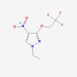 molecular formula C7H8F3N3O3 B8019914 1-ethyl-4-nitro-3-(2,2,2-trifluoroethoxy)-1H-pyrazole 