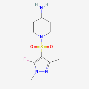 molecular formula C10H17FN4O2S B8019943 1-[(5-fluoro-1,3-dimethyl-1H-pyrazol-4-yl)sulfonyl]piperidin-4-amine 