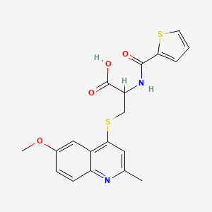 molecular formula C19H18N2O4S2 B8019993 3-(6-Methoxy-2-methylquinolin-4-yl)sulfanyl-2-(thiophene-2-carbonylamino)propanoic acid 