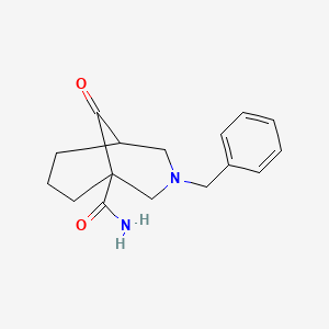 molecular formula C16H20N2O2 B8019999 3-Benzyl-9-oxo-3-azabicyclo[3.3.1]nonane-1-carboxamide 