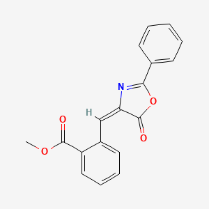 molecular formula C18H13NO4 B8020027 methyl 2-{[(4E)-5-oxo-2-phenyl-4,5-dihydro-1,3-oxazol-4-ylidene]methyl}benzoate 