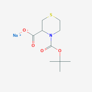 molecular formula C10H16NNaO4S B8020055 Sodium;4-[(2-methylpropan-2-yl)oxycarbonyl]thiomorpholine-3-carboxylate 