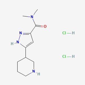 molecular formula C11H20Cl2N4O B8020231 N,N-Dimethyl-3-piperidin-3-yl-1H-pyrazole-5-carboxamide dihydrochloride 