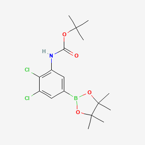 molecular formula C17H24BCl2NO4 B8020391 tert-Butyl N-[2,3-dichloro-5-(tetramethyl-1,3,2-dioxaborolan-2-yl)phenyl]carbamate 