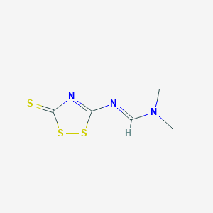 molecular formula C5H7N3S3 B8020465 N,N-二甲基-N'-(3-硫代氧-3H-1,2,4-二噻唑-5-基)甲酰胺 