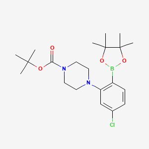 molecular formula C21H32BClN2O4 B8020525 tert-Butyl 4-(5-chloro-2-(4,4,5,5-tetramethyl-1,3,2-dioxaborolan-2-yl)phenyl)piperazine-1-carboxylate 