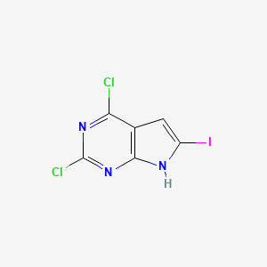 molecular formula C6H2Cl2IN3 B8020588 2,4-Dichloro-6-iodo-7H-pyrrolo[2,3-d]pyrimidine 