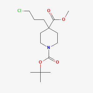 molecular formula C15H26ClNO4 B8020618 1-tert-Butyl 4-methyl 4-(3-chloropropyl)piperidine-1,4-dicarboxylate 