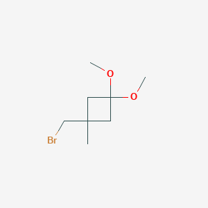 molecular formula C8H15BrO2 B8020685 1-(Bromomethyl)-3,3-dimethoxy-1-methylcyclobutane 