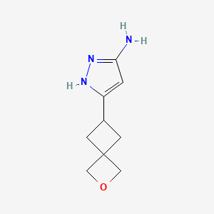 molecular formula C9H13N3O B8020759 5-{2-oxaspiro[3.3]heptan-6-yl}-1H-pyrazol-3-amine 