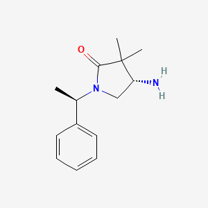 molecular formula C14H20N2O B8020778 (4S)-4-Amino-3,3-dimethyl-1-[(1R)-1-phenylethyl]pyrrolidin-2-one 