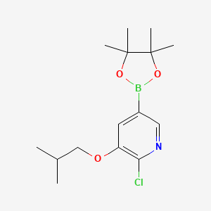 molecular formula C15H23BClNO3 B8020864 2-Chloro-3-isobutoxy-5-(4,4,5,5-tetramethyl-1,3,2-dioxaborolan-2-yl)pyridine 