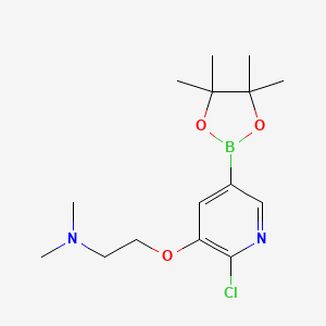 molecular formula C15H24BClN2O3 B8020873 (2-{[2-Chloro-5-(tetramethyl-1,3,2-dioxaborolan-2-yl)pyridin-3-yl]oxy}ethyl)dimethylamine 