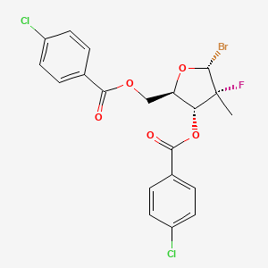 molecular formula C20H16BrCl2FO5 B8020943 [(2R,3R,4R,5R)-5-Bromo-3-(4-chlorobenzoyloxy)-4-fluoro-4-methyloxolan-2-YL]methyl 4-chlorobenzoate 