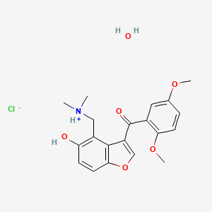 [3-(2,5-Dimethoxybenzoyl)-5-hydroxy-1-benzofuran-4-yl]methyl-dimethylazanium;chloride;hydrate