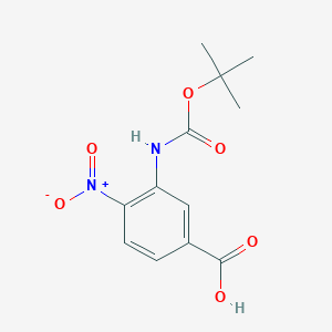 molecular formula C12H14N2O6 B8021205 3-[(2-Methylpropan-2-yl)oxycarbonylamino]-4-nitrobenzoic acid 
