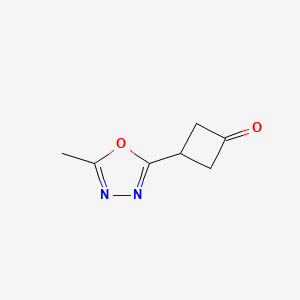 molecular formula C7H8N2O2 B8021243 3-(5-Methyl-1,3,4-oxadiazol-2-yl)cyclobutan-1-one 