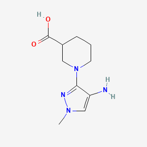 molecular formula C10H16N4O2 B8021296 1-(4-amino-1-methyl-1H-pyrazol-3-yl)piperidine-3-carboxylic acid CAS No. 1429418-98-3