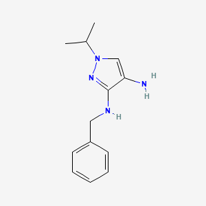 molecular formula C13H18N4 B8021300 N3-benzyl-1-(propan-2-yl)-1H-pyrazole-3,4-diamine 