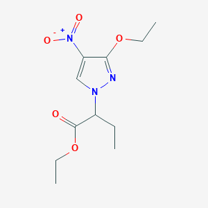 molecular formula C11H17N3O5 B8021572 ethyl 2-(3-ethoxy-4-nitro-1H-pyrazol-1-yl)butanoate 