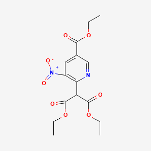 molecular formula C15H18N2O8 B8021660 Diethyl 2-(5-(ethoxycarbonyl)-3-nitropyridin-2-yl)malonate 