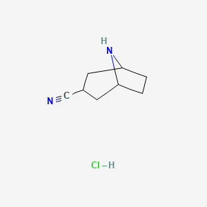 molecular formula C8H13ClN2 B8021670 8-Azabicyclo[3.2.1]octane-3-carbonitrile hydrochloride 