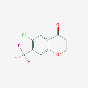 molecular formula C10H6ClF3O2 B8021689 6-Chloro-7-(trifluoromethyl)chroman-4-one 
