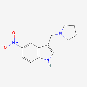 molecular formula C13H15N3O2 B8021774 5-硝基-3-(吡咯烷-1-基甲基)-1H-吲哚 