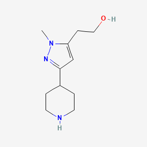 molecular formula C11H19N3O B8021786 2-[1-methyl-3-(piperidin-4-yl)-1H-pyrazol-5-yl]ethan-1-ol 