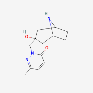 molecular formula C13H19N3O2 B8021802 2-[(3-hydroxy-8-azabicyclo[3.2.1]oct-3-yl)methyl]-6-methylpyridazin-3(2H)-one hydrochloride 