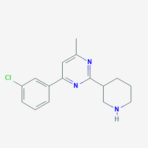 molecular formula C16H18ClN3 B8021889 4-(3-Chlorophenyl)-6-methyl-2-(piperidin-3-yl)pyrimidine 